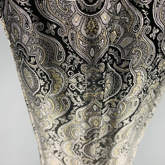 ETCETERA Size 10 Black Grey Acetate Paisley Straight Dress Pants - Picture 4 of 6